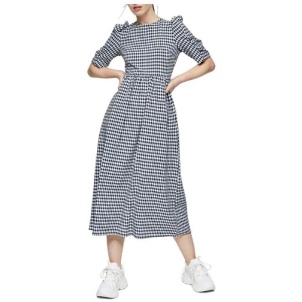 Topshop black gingham maxi dress NWT